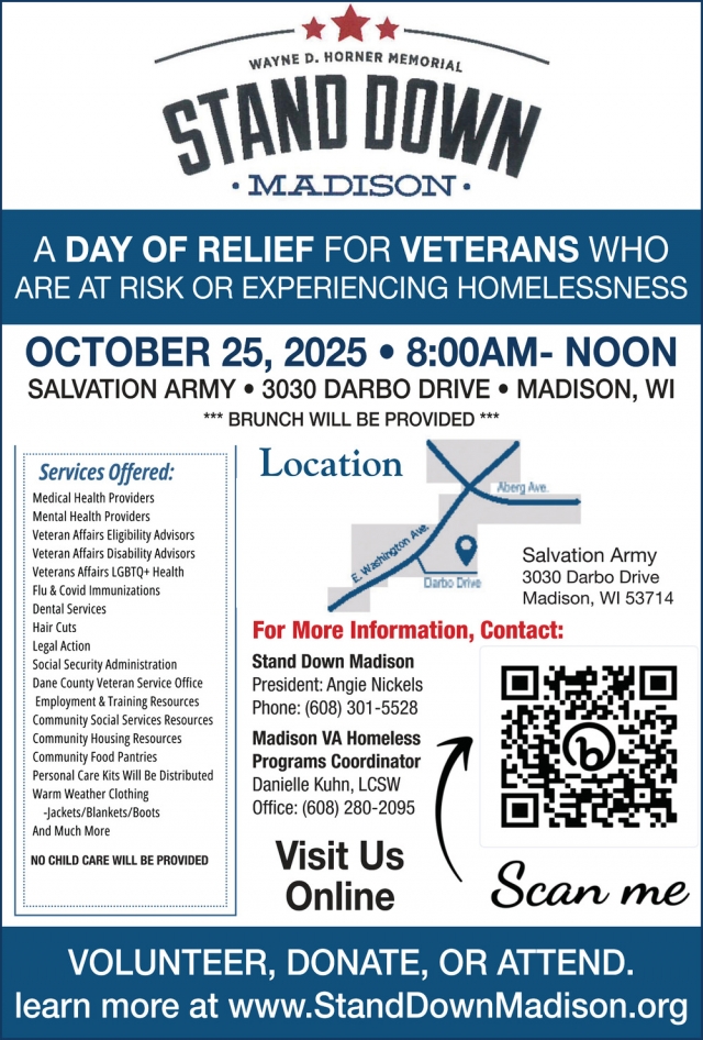 A Day of Relief for Veterans, Stand Down Madison, Madison, WI