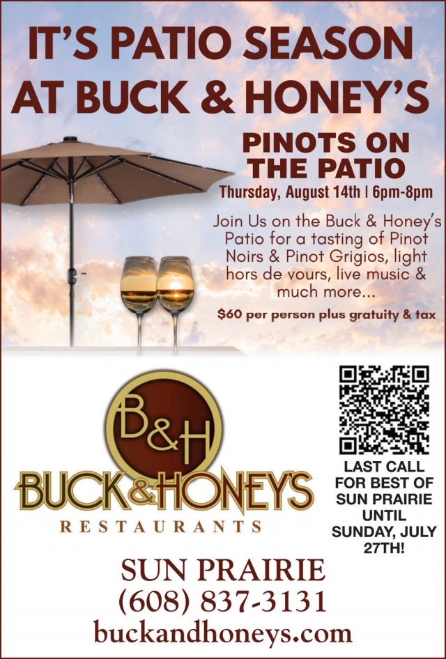 It's Patio Season at Buck & Honey's, Buck & Honey's Restaurant, Mount Horeb, WI