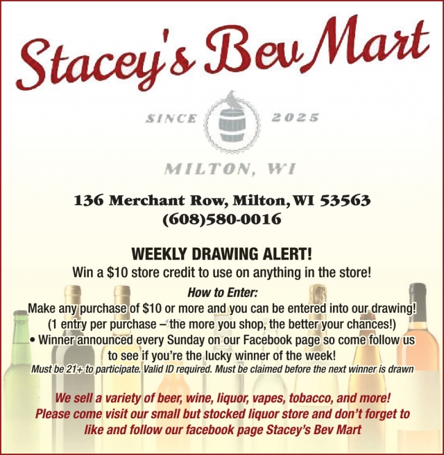 Weekly Drawing Alert!, Stacey’s Bev Mart