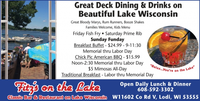 Great Deck Dining, Fitz's On The Lake, Lodi, WI