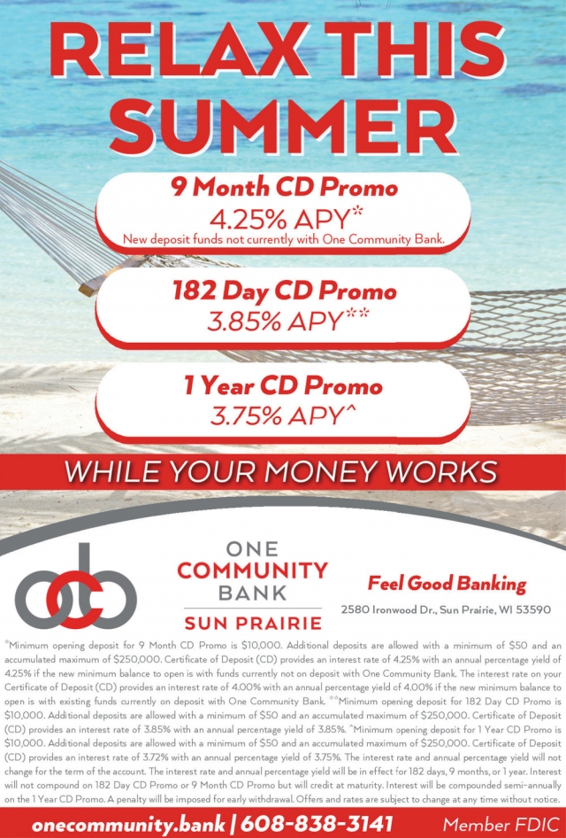 Relax This Summer, Waunakee Community Bank, Waunakee, WI