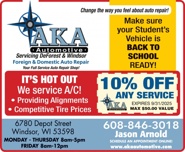 We Service A/C!, AKA Automotive LLC, Windsor, WI