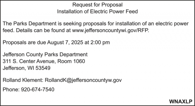 Request for Proposal, Jefferson County Parks, Jefferson, WI