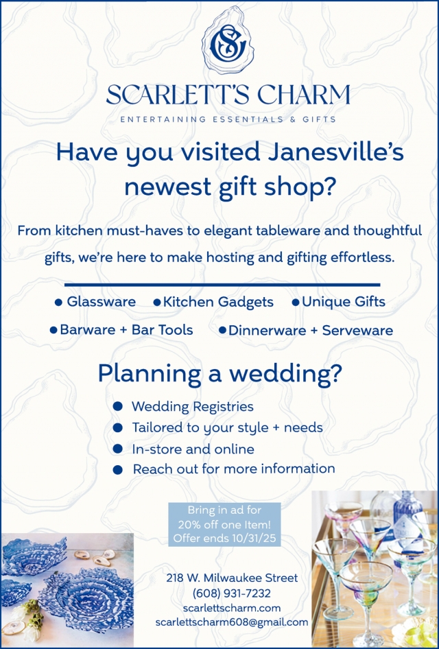 Have You Visited Janesville's Newest Gift Shop?, Scarlett's Charm