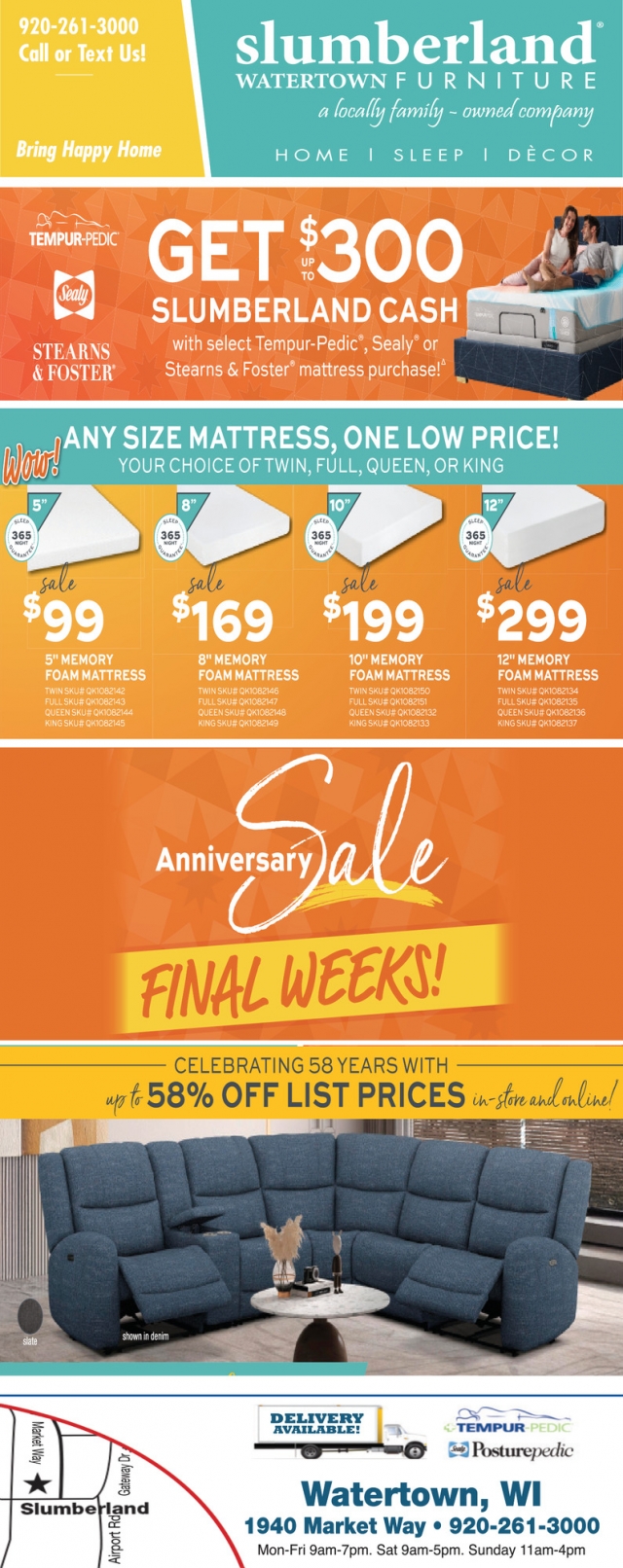 Get $300 Slumberland Cash, Slumberland Furniture - Watertown, Watertown, WI