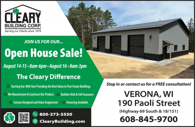 Open House Sale!, Cleary Building Corp.