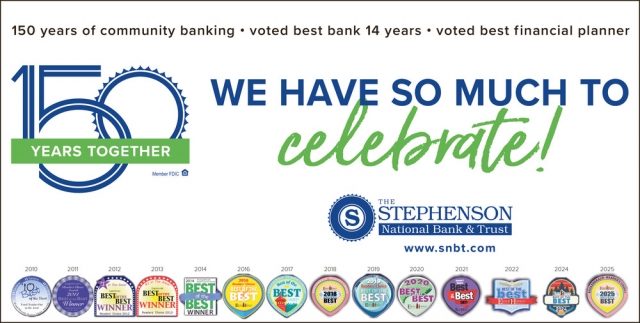 We Have so Much to Celebrate!, Stephenson National Bank & Trust, Marinette, WI