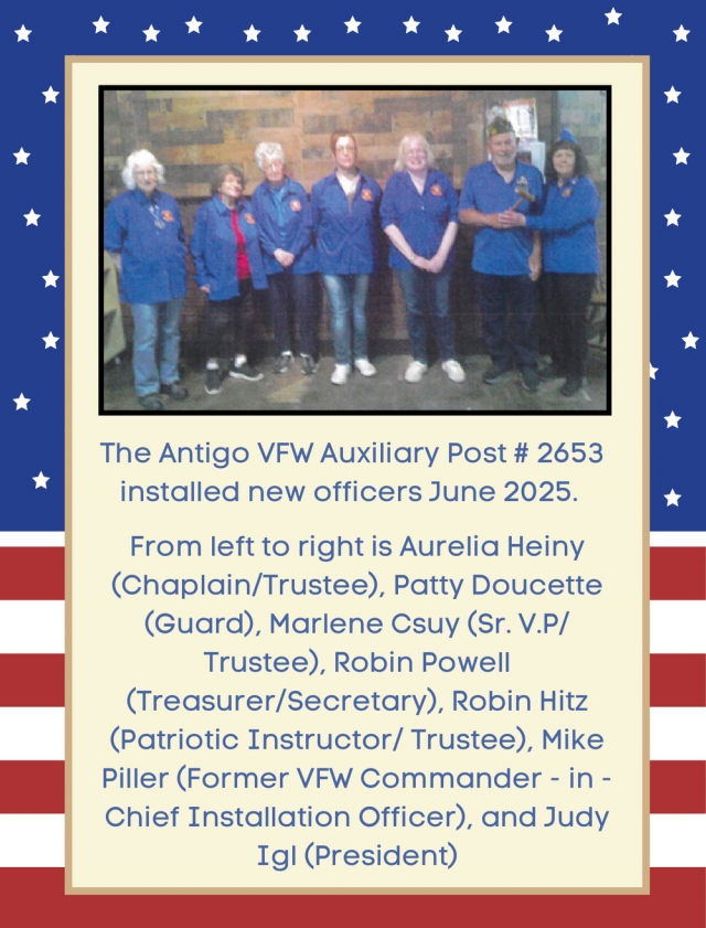 New Officers, Antigo VFW Auxiliary Post #2653