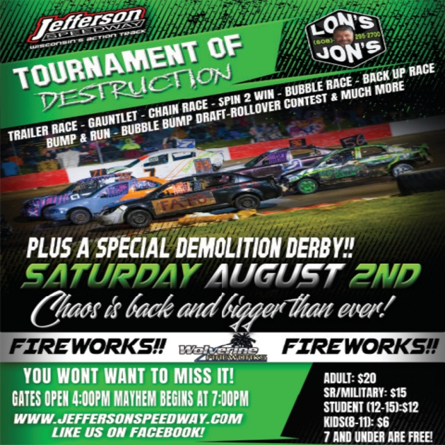 Tournament of Destruction, Jefferson Speedway, Cambridge, WI