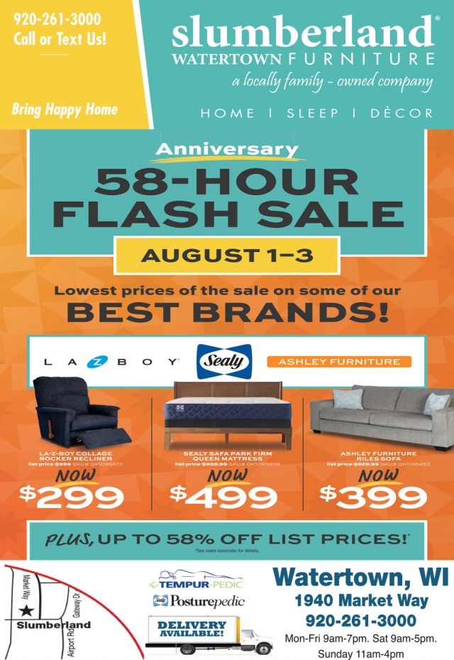 58-Hour Flash Sale, Slumberland Furniture - Watertown, Watertown, WI