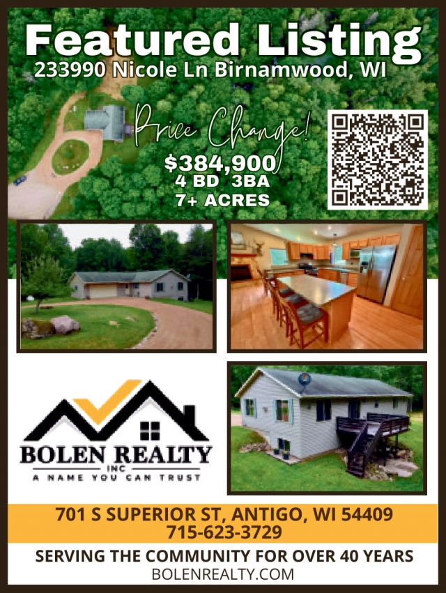 Featured Listing, Bolen Realty, Antigo, WI