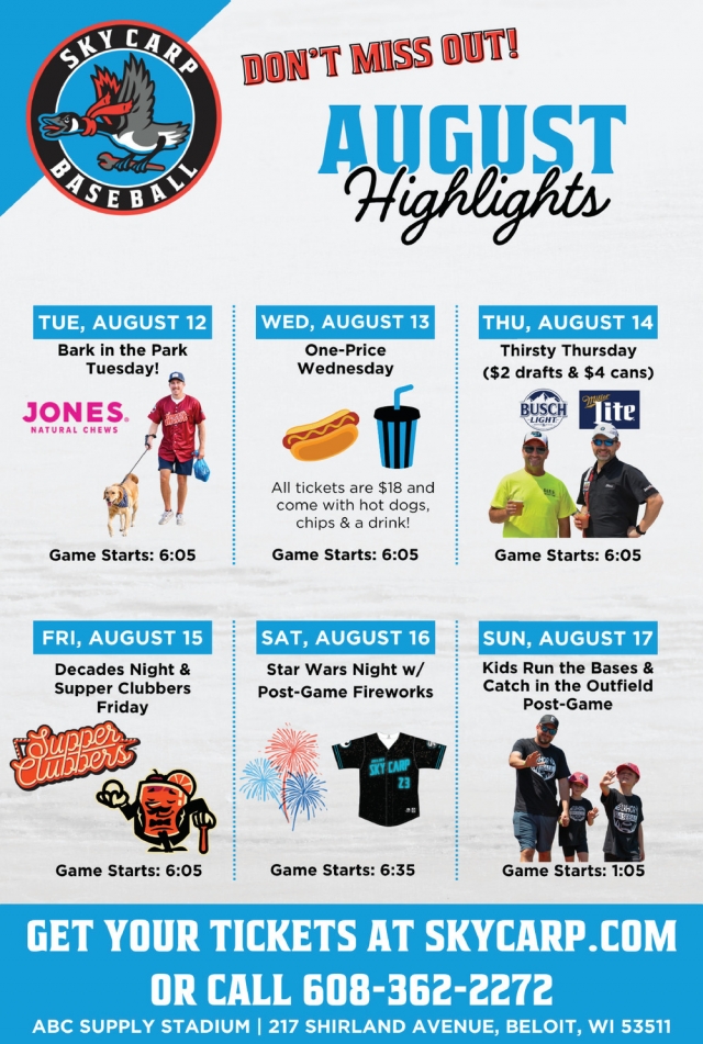 August Highlights, Beloit Sky Carp