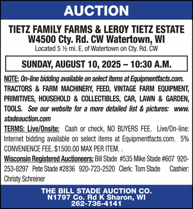 Auction, Bill Stade Stade Auction Co.