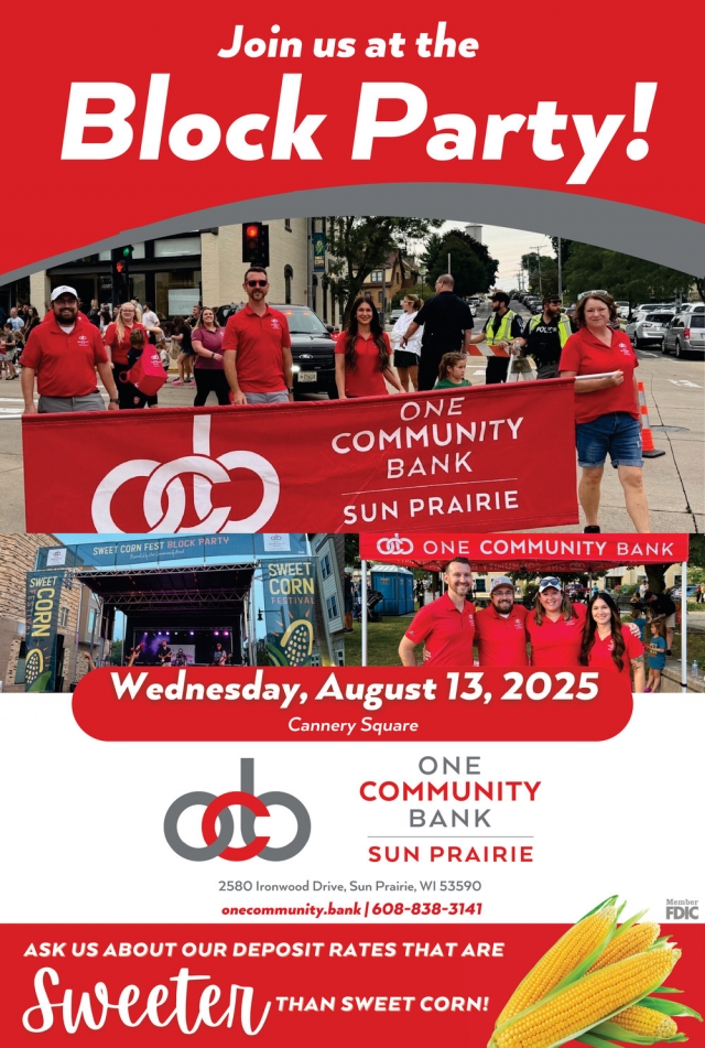 Join Us at The Block Party!, One Community Bank Sun Prairie, Sun Prairie, WI