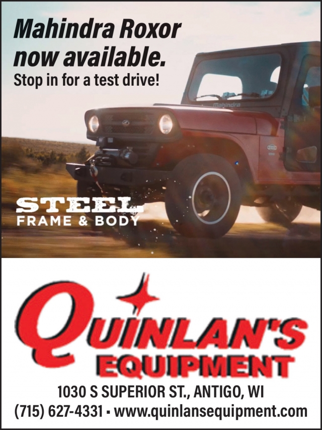 Mahindra Roxor Now Available, Quinlan's Equipment, Inc., Antigo, WI