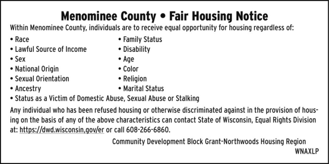 Fair Housing Notice, State of Wisconsin Equal Rights Division