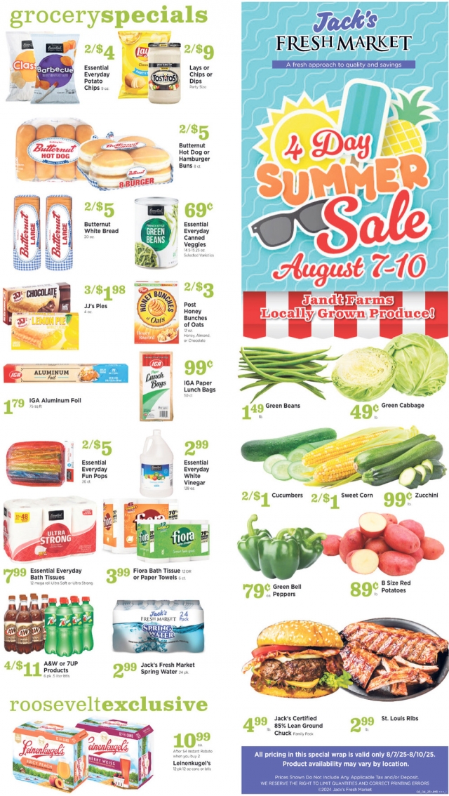 Grocery Specials, Jack's Fresh Market, Menominee, MI