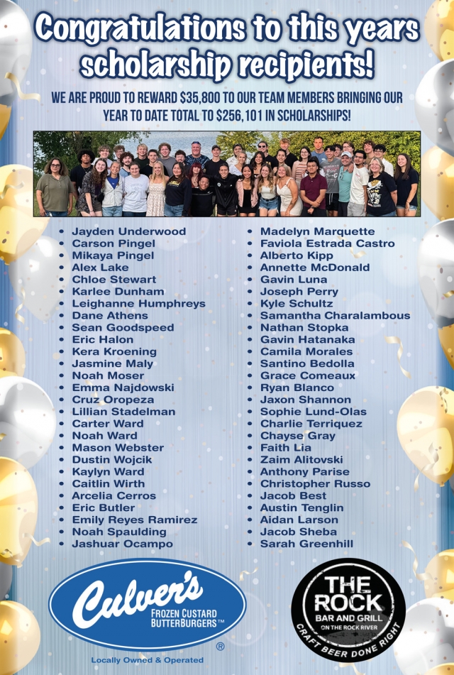 Scholarship Recipients!, Culver's of Beloit, Beloit, WI