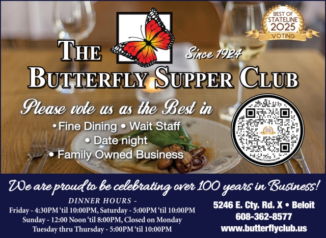 Fine Dining, The Butterfly Supper Club, Beloit, WI