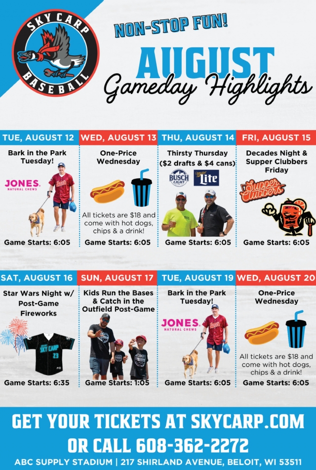 August Gameday Highlights, Beloit Sky Carp