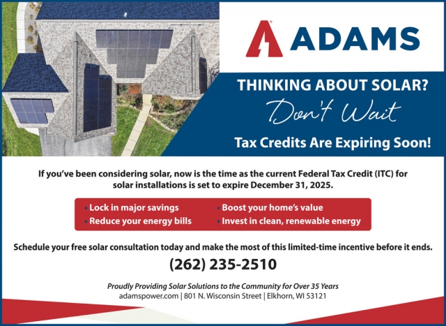 Thinking About Solar?, Adams Heating & Cooling, Elkhorn, WI