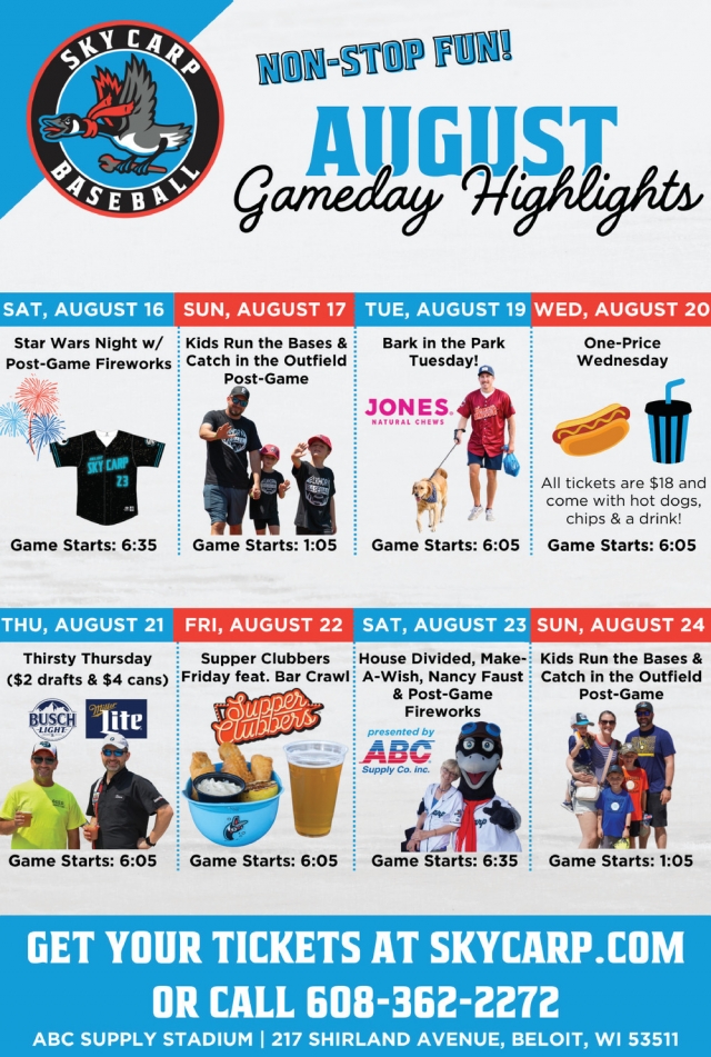 August Gameday Highlights, Beloit Sky Carp