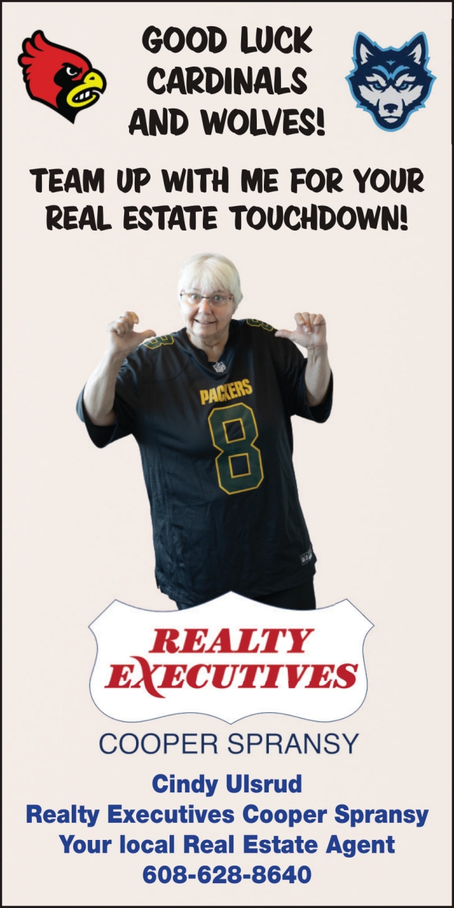 Team up With Me for Your Real Estate Touchdown!, Cindy Ulsrud - Realty Executives Cooper Spransy, Sun Prairie, WI