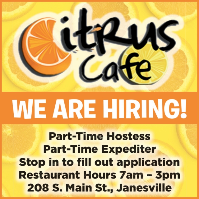 Hiring Event, Citrus Cafe, Janesville, WI