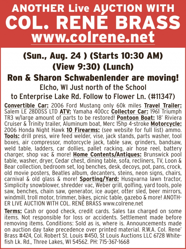 Another Online Auction, Col. Rene' Brass