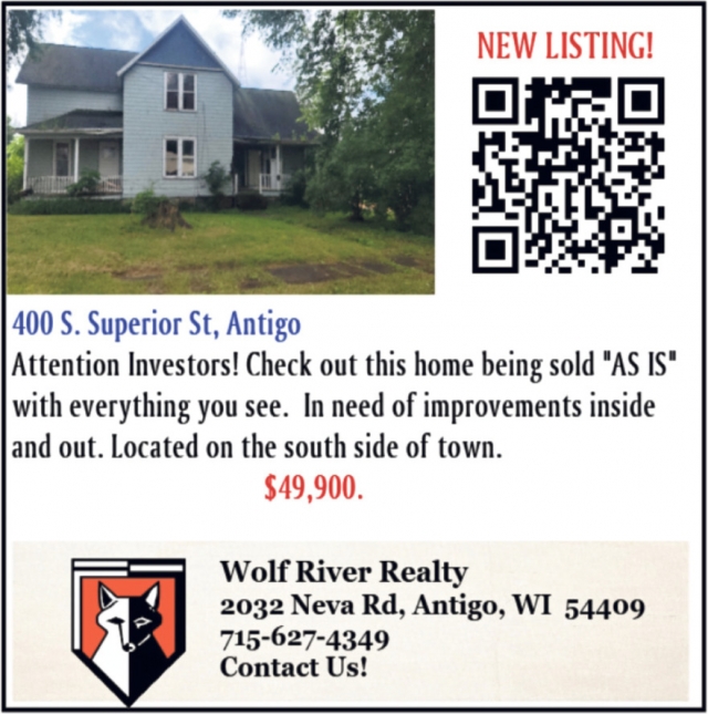 New Listing!, Wolf River Realty, Antigo, WI