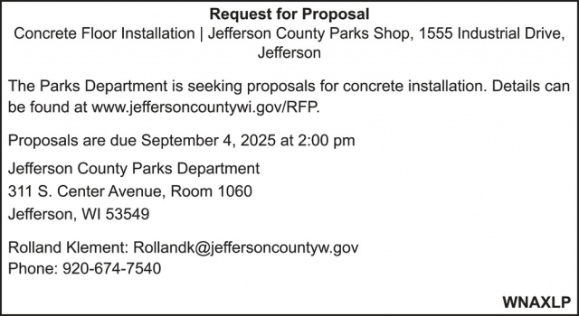 Request for Proposal, Jefferson County WI Government, Jefferson, WI