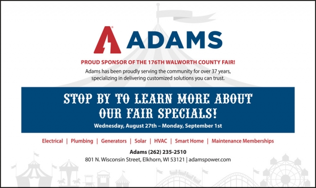 Stop by To Learn More About Our Fair Specials!, Adams Heating & Cooling, Elkhorn, WI
