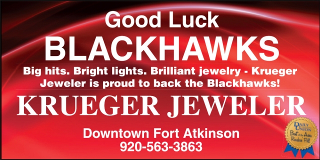 Good Luck Blackhawks, Krueger Jeweler, Fort Atkinson, WI