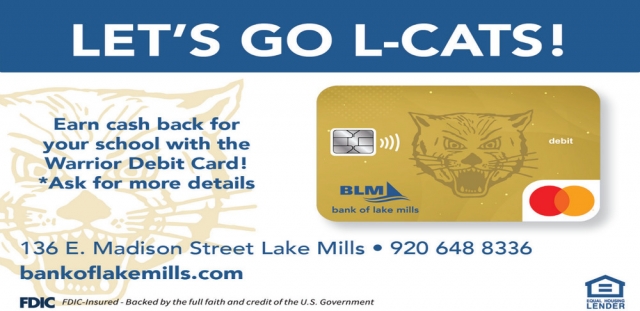 Let's Go L-Cats!, Bank of Lake Mills, Lake Mills, WI