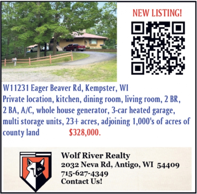 New Listing!, Wolf River Realty, Antigo, WI