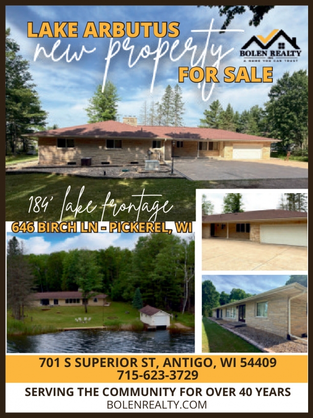 Lake Arbutus New Property for Sale, Bolen Realty, Antigo, WI