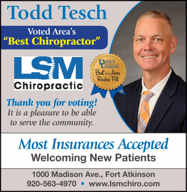 Best Chiropractor, LSM Chiropractic Clinic, Whitewater, WI