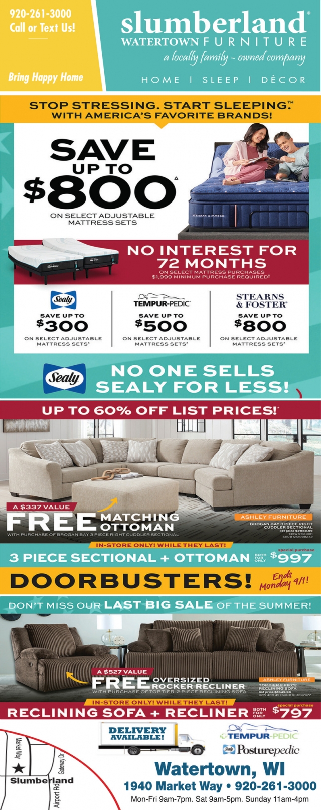 Stop Stressing. Start Sleeping., Slumberland Furniture - Watertown, Watertown, WI