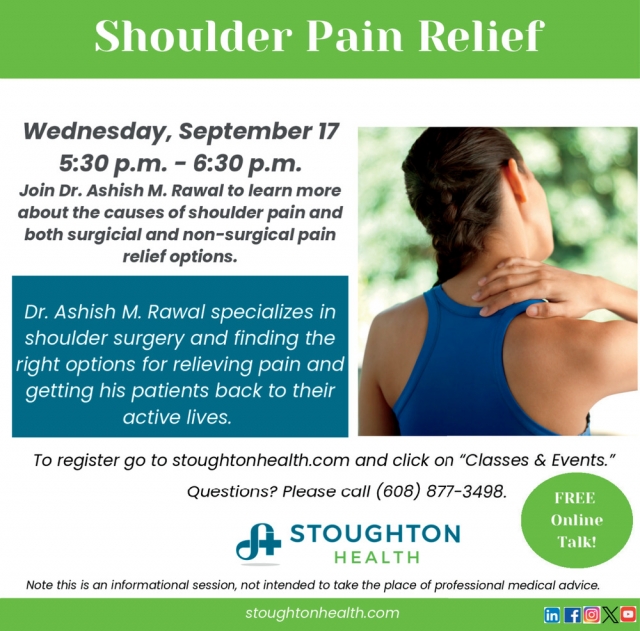 Shoulder Pain Relief, Stoughton Hospital, Stoughton, WI