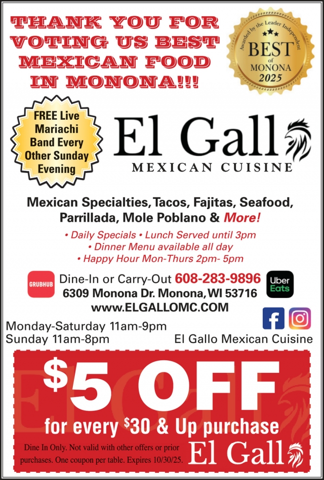 Mexican Specialties, El Gallo Mexica Cuisine, Monona, WI