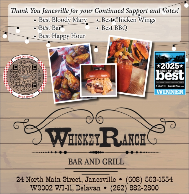 Best Bloody Mary, Whiskey Ranch Bar & Grill, Janesville, WI