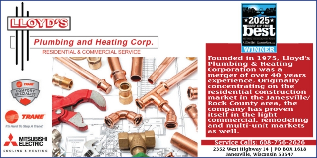 Plumbing Services, Lloyd's Plumbing & Heating Corp., Janesville, WI