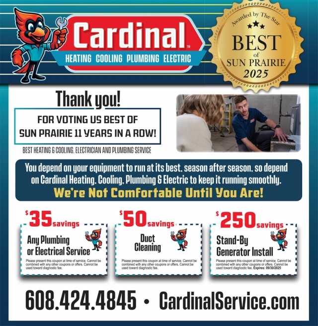 Best Heating & Cooling, Cardinal Heating & Air Conditioning, Sun Prairie, WI