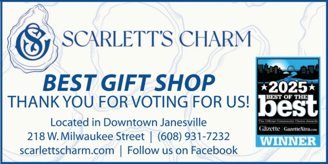 Best Gift Shop, Scarlett's Charm, Janesville, WI