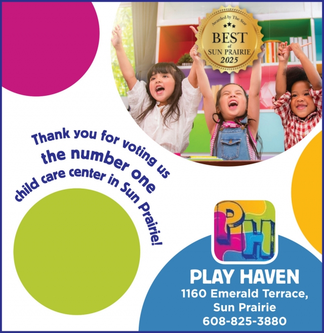 Thank You for Voting Us the Number One, Play Haven, Sun Prairie, WI