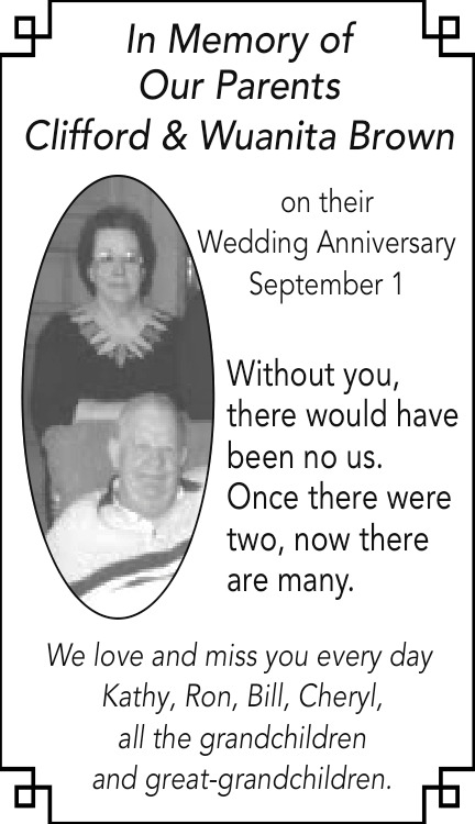 In Memory of Our Parents Clifford & Wuanita Brown, Obituaries, WI
