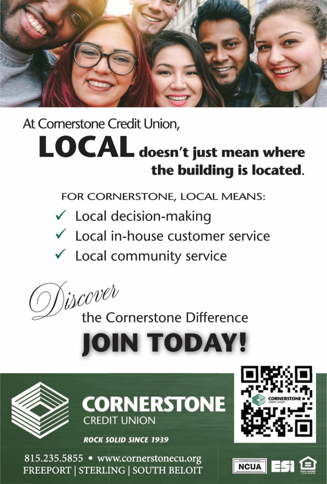 Discover the Cornerstone Difference, Cornerstone Credit Union, Freeport, IL