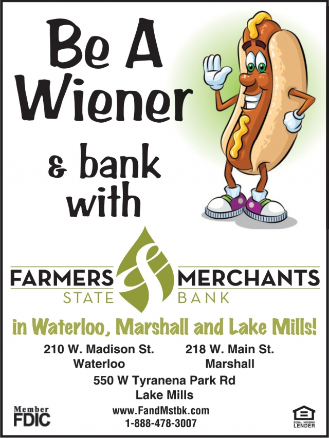 Be a Wiener & Bank, Farmers Merchants State Bank, Oconomowoc, WI
