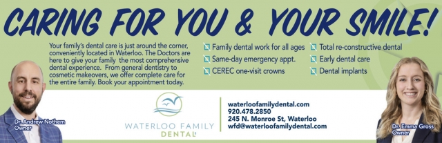 Caring for You & Your Smile!, Waterloo Family Dental, Waterloo, WI