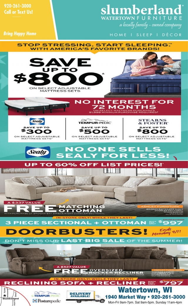 Save up To $800, Slumberland Furniture - Watertown, Watertown, WI
